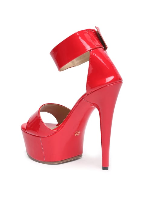 Buy Flat N Heels Women's Red Ankle Strap Stilettos for Women at