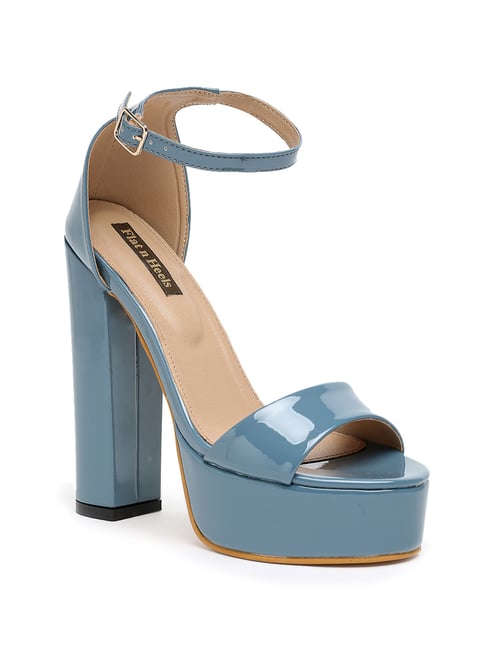 Flat N Heels Women's Blue Ankle Strap Sandals