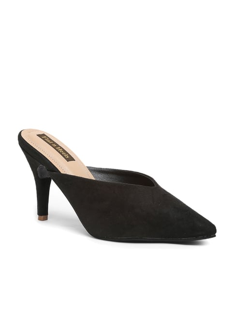 Flat N Heels Women's Black Mule Stilettos