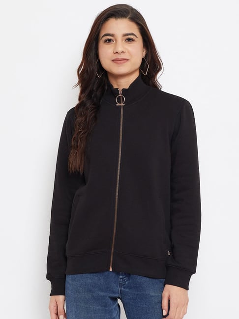 Buy MADAME Black Mock Collar Sweatshirt for Women s Online Tata CLiQ