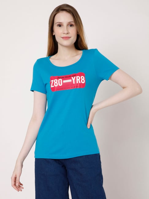 Vero Moda Blue Graphic Print T-Shirt