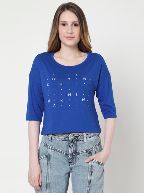 Vero Moda Blue Graphic Print T-Shirt