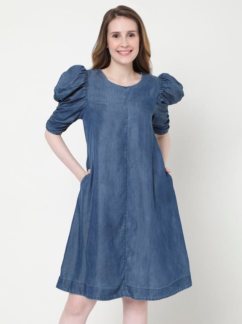 Vero Moda Blue Flaired Fit Dress Price in India