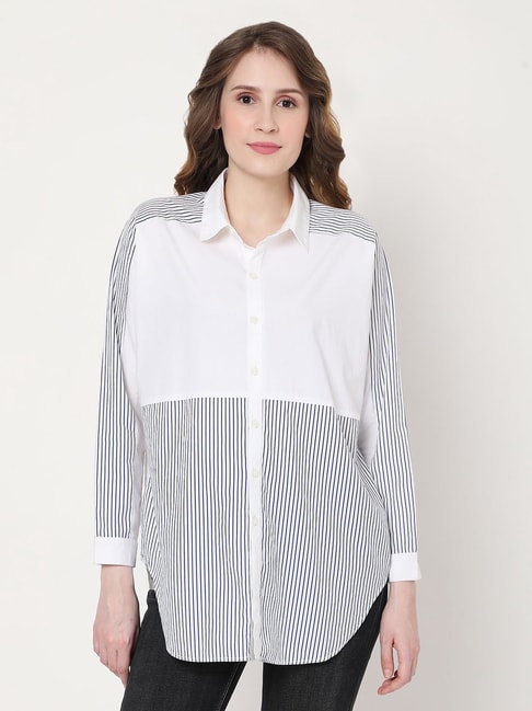 Vero Moda White & Black Striped Shirt Price in India