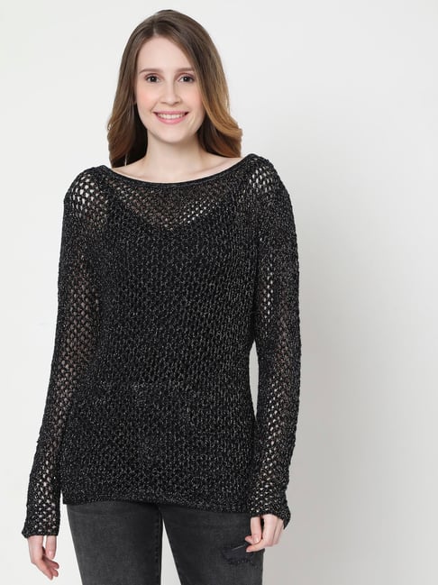 Vero Moda Black Self Design Sweater