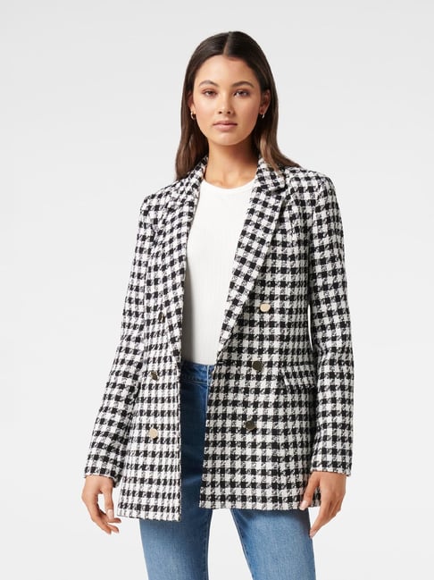 Forever New Black & White Checks Ivy Boucle Jacket