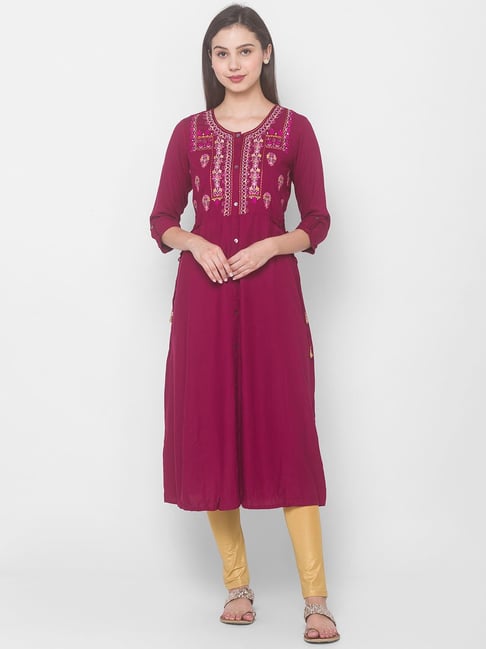 Globus Purple Embroidered Dress Price in India