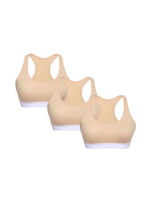 Buy Stylish Cotton Blend Self Design Sports Bras For Women-Pack Of 3 Online  In India At Discounted Prices
