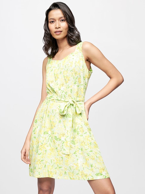 AND Lime Floral Print Dress Price in India