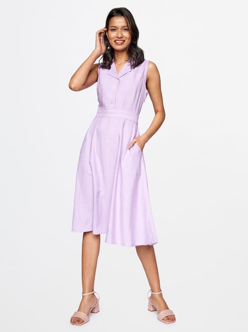 AND Lavender Self Design Dress Price in India