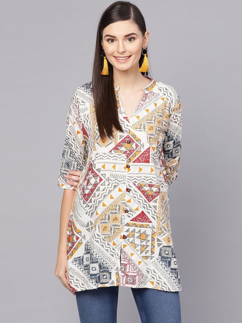 Anubhutee White Printed Straight Kurti Price in India