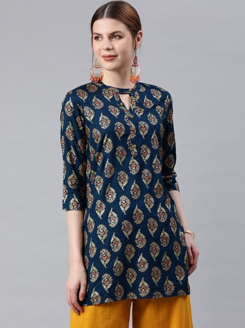 Anubhutee Blue Printed Straight Kurti Price in India