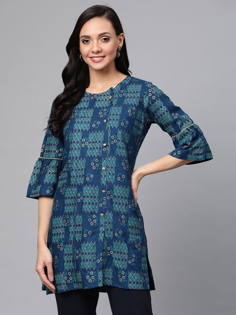 Anubhutee Blue Printed Straight Kurti Price in India