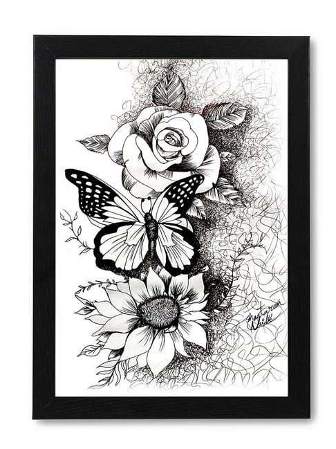 Free Vector line art and hand drawing flower art black and white flat  design simple flower 21676690 Vector Art at Vecteezy