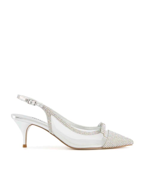 Dune London Women's Celeste Silver Back Strap Stilettos