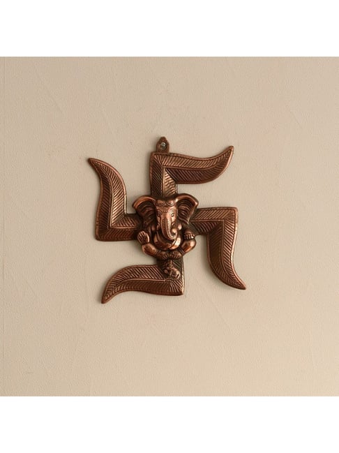 eCraftIndia Lord Ganesha on Swastik Metal Wall Hanging-picture-29