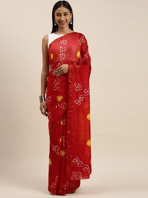 Geroo Jaipur Maroon Hand Dyed Bandhani Saree-picture-18