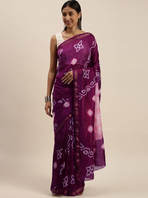 Geroo Jaipur Pink Hand Dyed Bandhani Saree