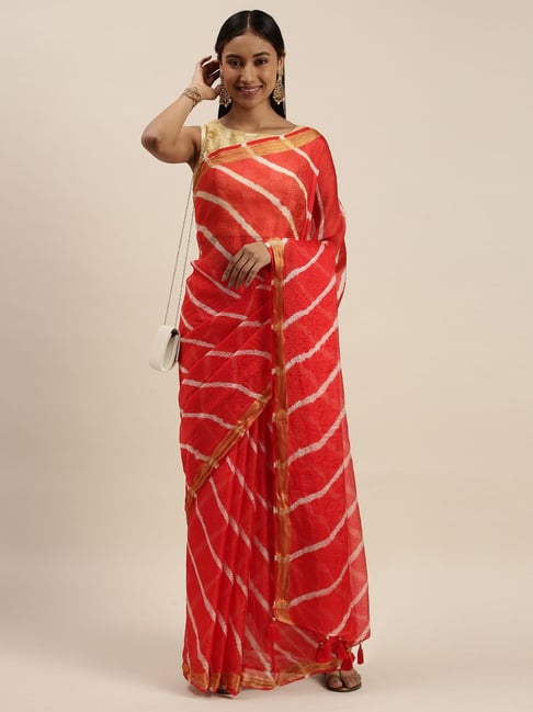 Buy Red Sarees for Women by Geroo Jaipur Online | Ajio.com