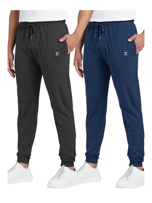 XYXX Black & Royal Blue Solid Joggers (Pack of 2)-picture-15