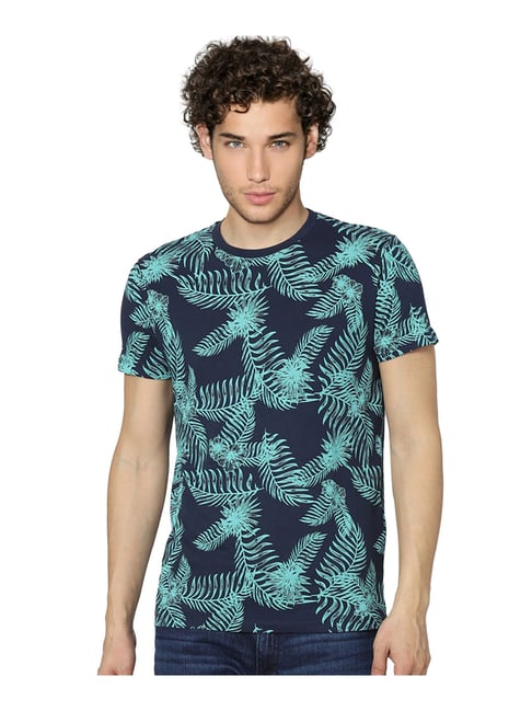 Buy Jack Jones Navy Tropical Print T-Shirt for Men Online Tata