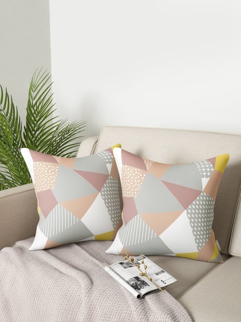 Petal Home Origami Multicolor Cotton Cushion Covers - Set of 2