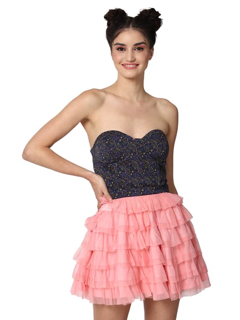 Buy Forever 21 Navy & Pink Embellished Dress for Women Online @ Tata CLiQ