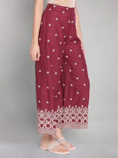 Cambric Cotton Palazzo Pants With Floral Print