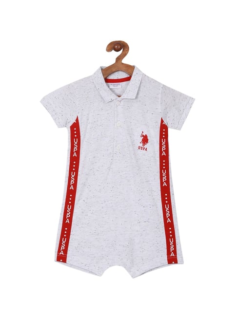 Buy Polo Kids White Self Design Rompers for Girls