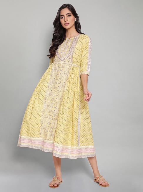 W Yellow Panelled Dress