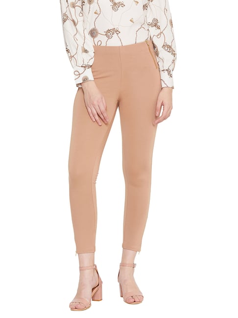 MADAME Beige Regular Fit Jeggings