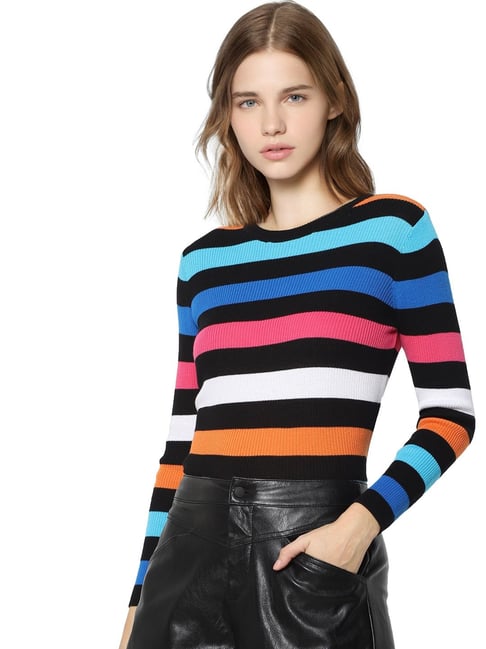 Only Multicolor Striped Top Price in India