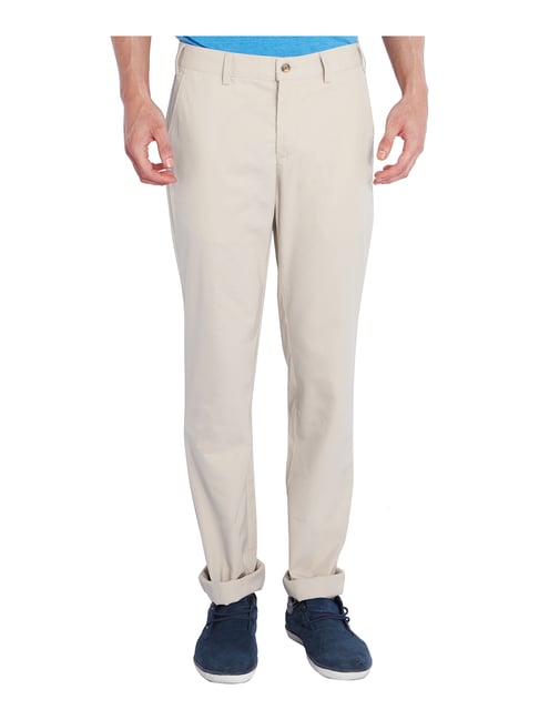 Park Avenue Khaki Super Slim Fit Flat Front Trousers