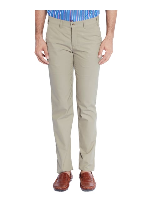 Park Avenue Khaki Super Slim Fit Flat Front Trousers