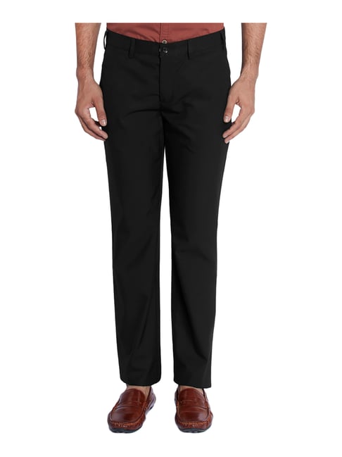 Park Avenue Black Super Slim Fit Flat Front Trousers