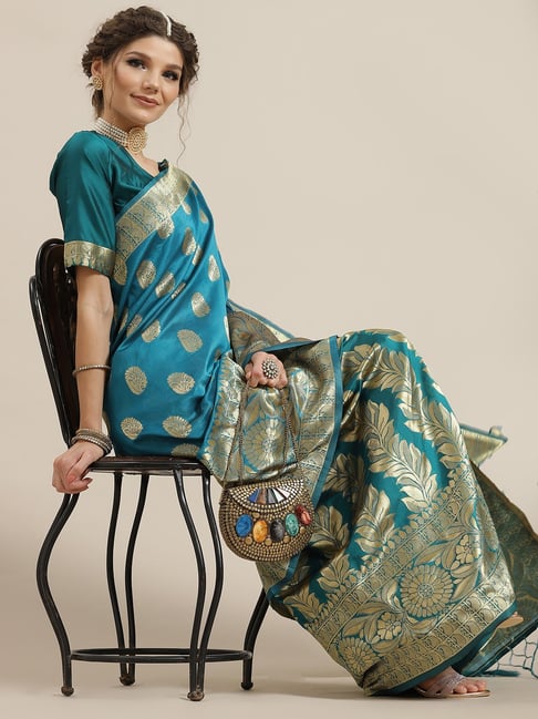 Aks Blue Saree Without Blouse Price in India