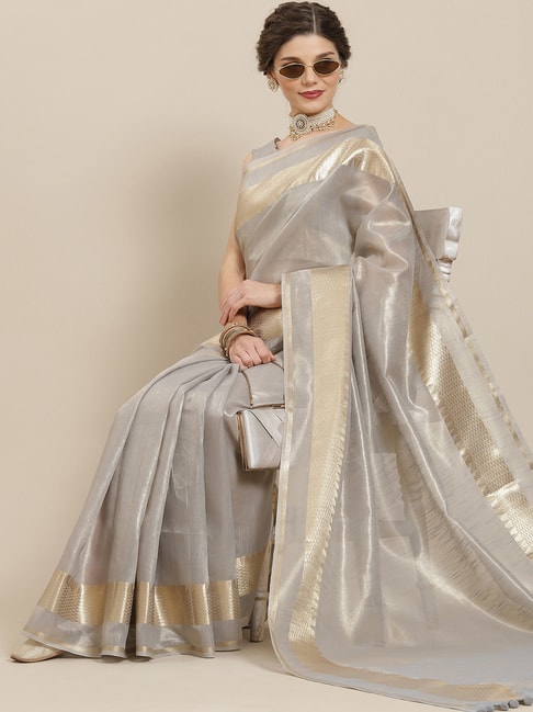 Aks Grey Saree Without Blouse Price in India