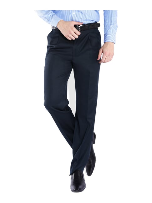 Men Formal Casual Pants Double Pleats Work Pleat-Front Dress Pant Classic  Fit Flat Front Expandable Waist Pant (Blue,29) at Amazon Men's Clothing  store