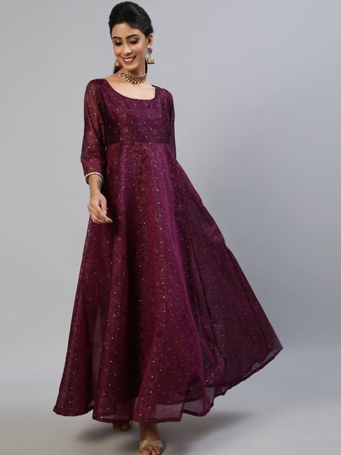 Aks Purple Printed Maxi Dress Price in India