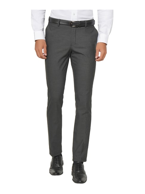 Blackberrys Grey Skinny Fit Flat Front Trousers