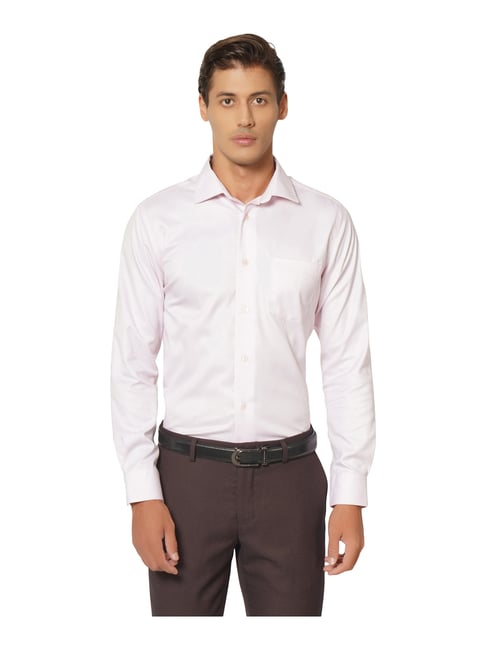 Blackberrys Pink Slim Fit Self Design Shirt