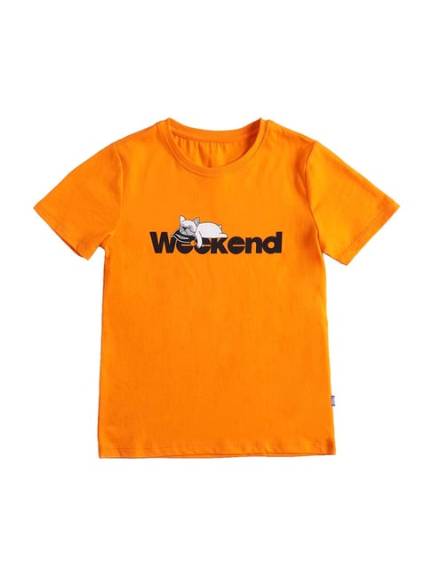 Buy Jack & Jones Junior Orange Cotton Printed T-Shirt for Boys Clothing  Online @ Tata CLiQ