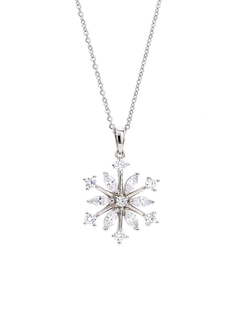 Diamonart Womens White Cubic Zirconia Sterling Silver Snowflake Pendant  Necklace - JCPenney