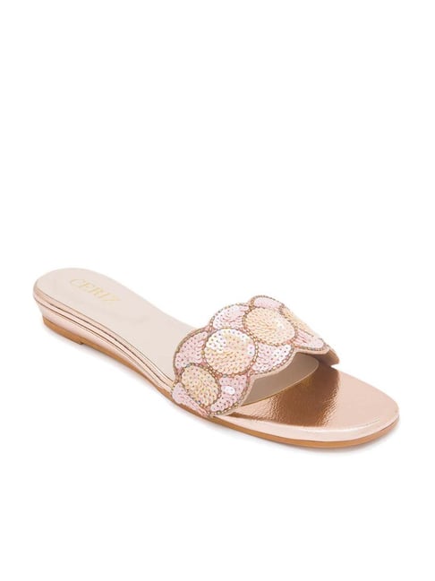 CERIZ Women's Aubrey Rose Gold Casual Sandals