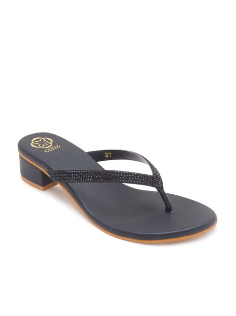 CERIZ Women's Mellora Charcoal Black Thong Sandals