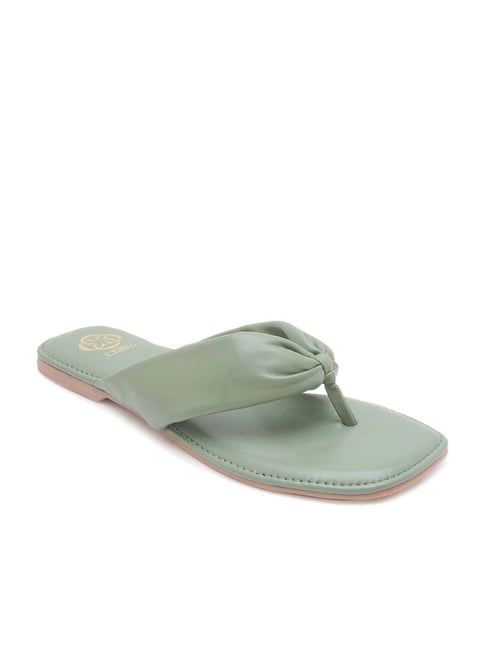 CERIZ Women's Delilah Sage Green Thong Sandals