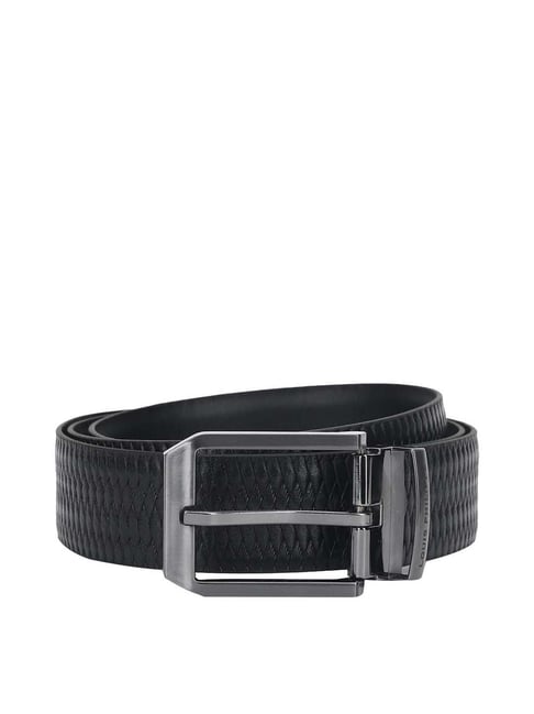 Louis Philippe Men Black Solid Genuine Leather Casual Belt: Buy