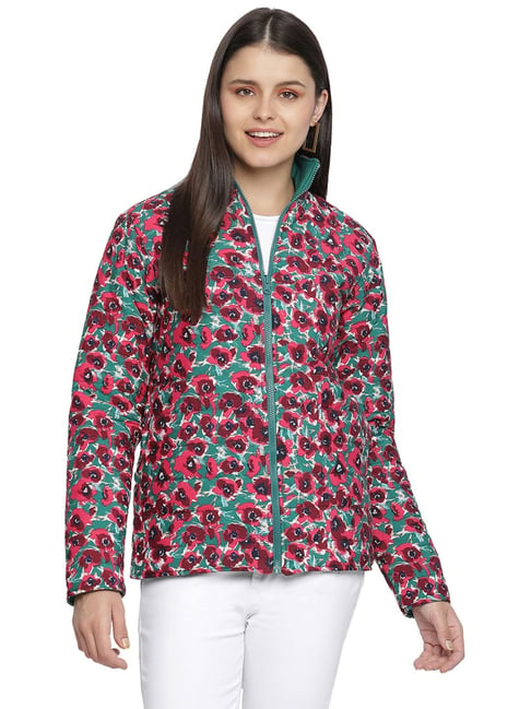 Oxolloxo Pink & Green Printed Jacket