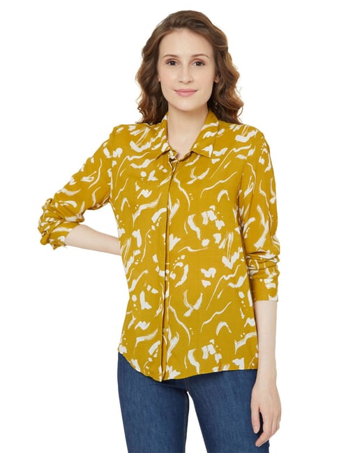 Vero Moda Gold & White Printed Shirt Price in India