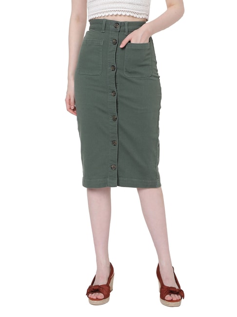 Vero Moda Green High Rise Skirt Price in India